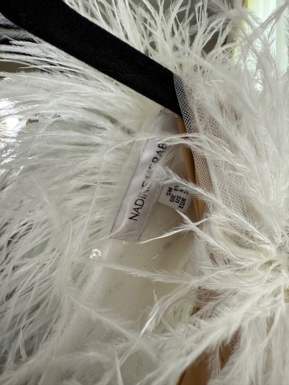 Nadine Merabi Mila Feathered White Mini Dress NWOT - Picture 10 of 11